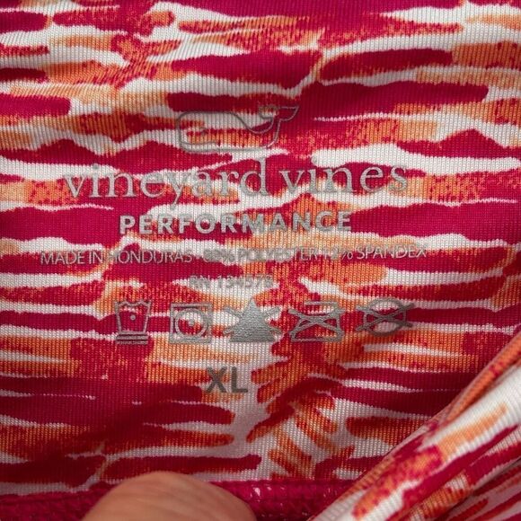 Vineyard Vines Women's Fishbone Printed Performance Leggings Rhododendron XL - Picture 2 of 9